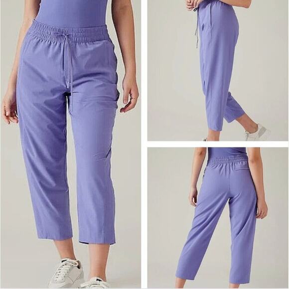 Athleta Arrival Straight Leg Pant Adonis Blue Ankle Length sz 14 Athleisure - Picture 1 of 9